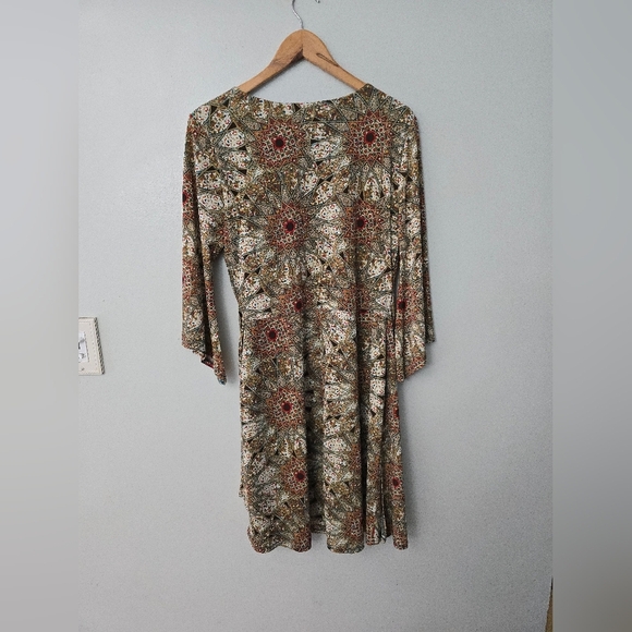 Womens Dress Large Fairy Floral Midi Boho Coquette Feminine Faux Wrap Dress Cato - Picture 6 of 11